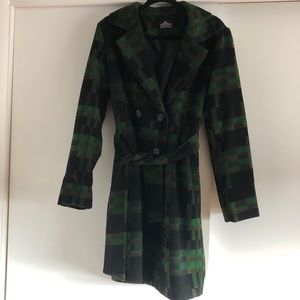 Green and black Angie pea coat.